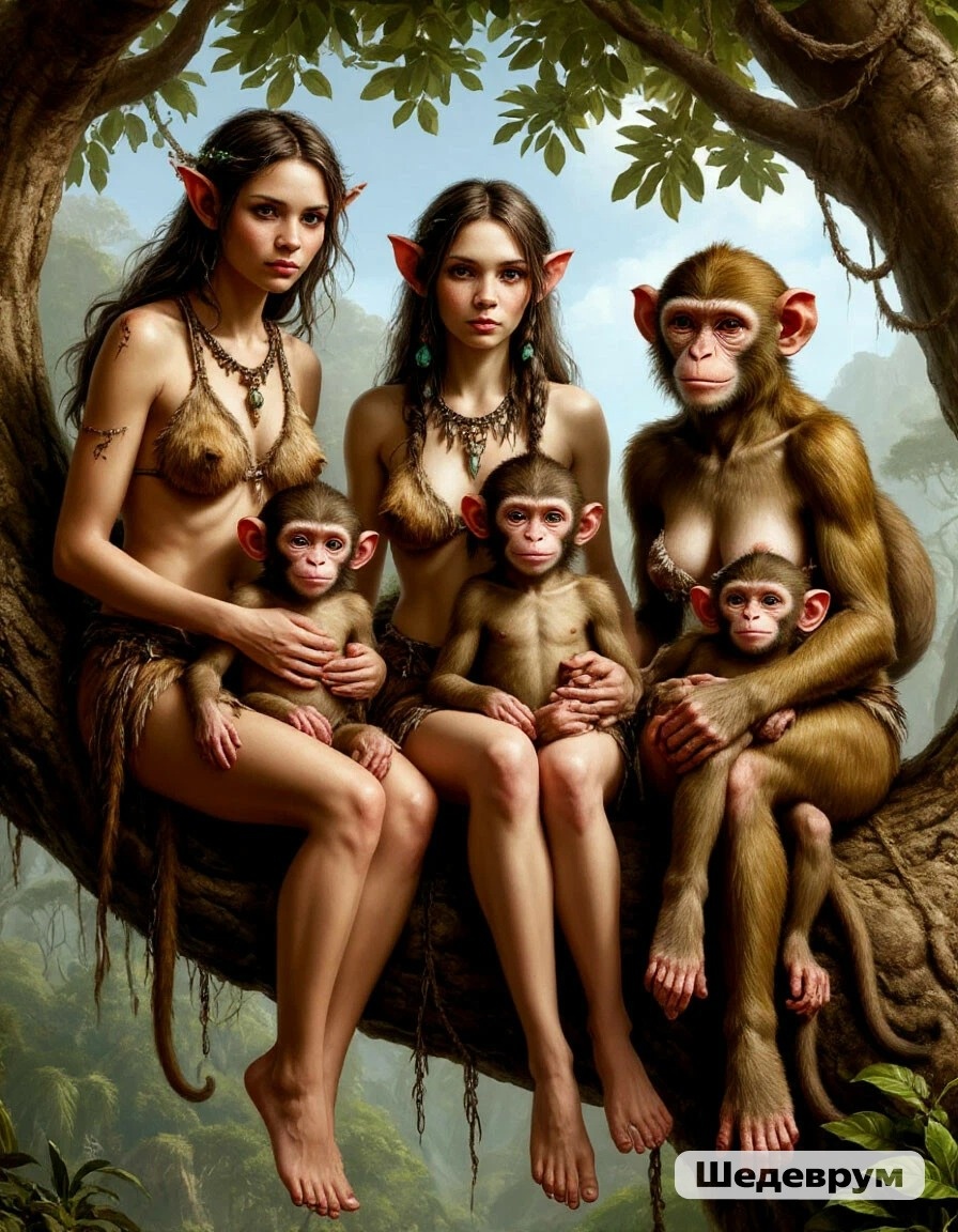 жёны с детьми диких охотников