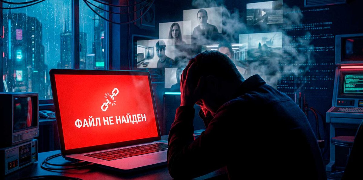 Проходит полгода. Вы решаете перемонтировать ролик, открываете ссылку, а там — «Файл не найден» (Ошибка 404)