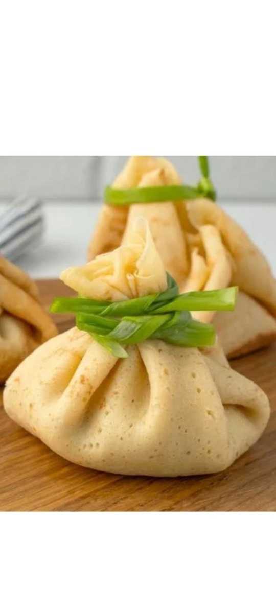 блинный мещочек с ветчиной, сыром и грибами