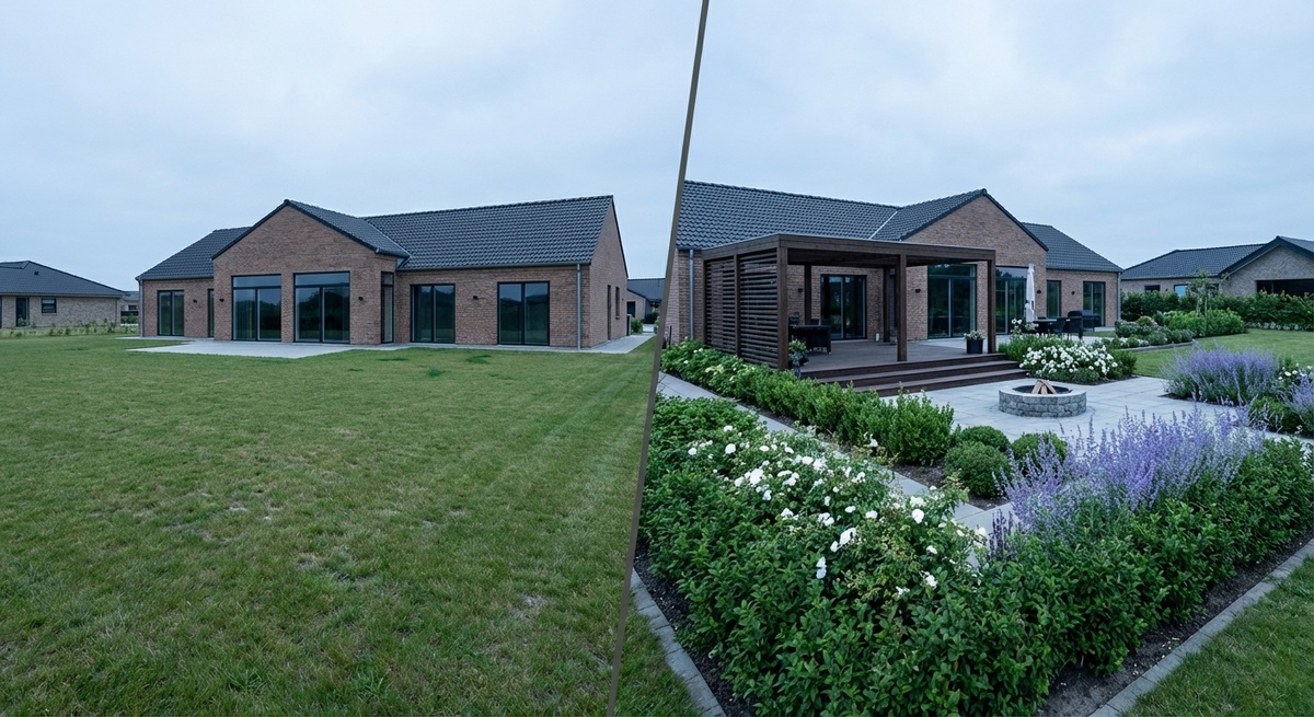 Один и тот же масштаб участка - разное ощущение пространства