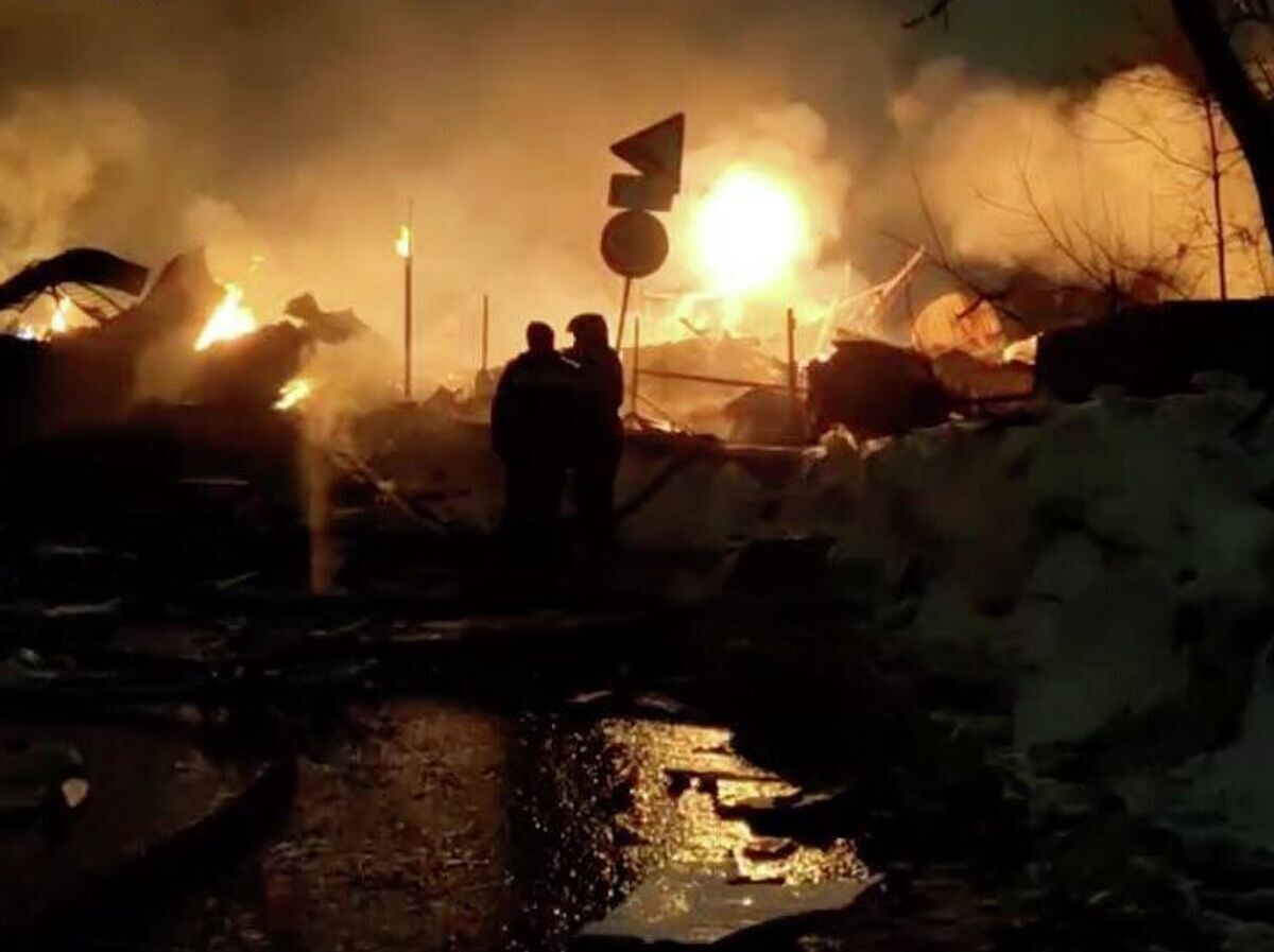    Пожар на месте взрыва газового баллона в Сергиевом Посаде | © Прокуратура Московской области/Telegram