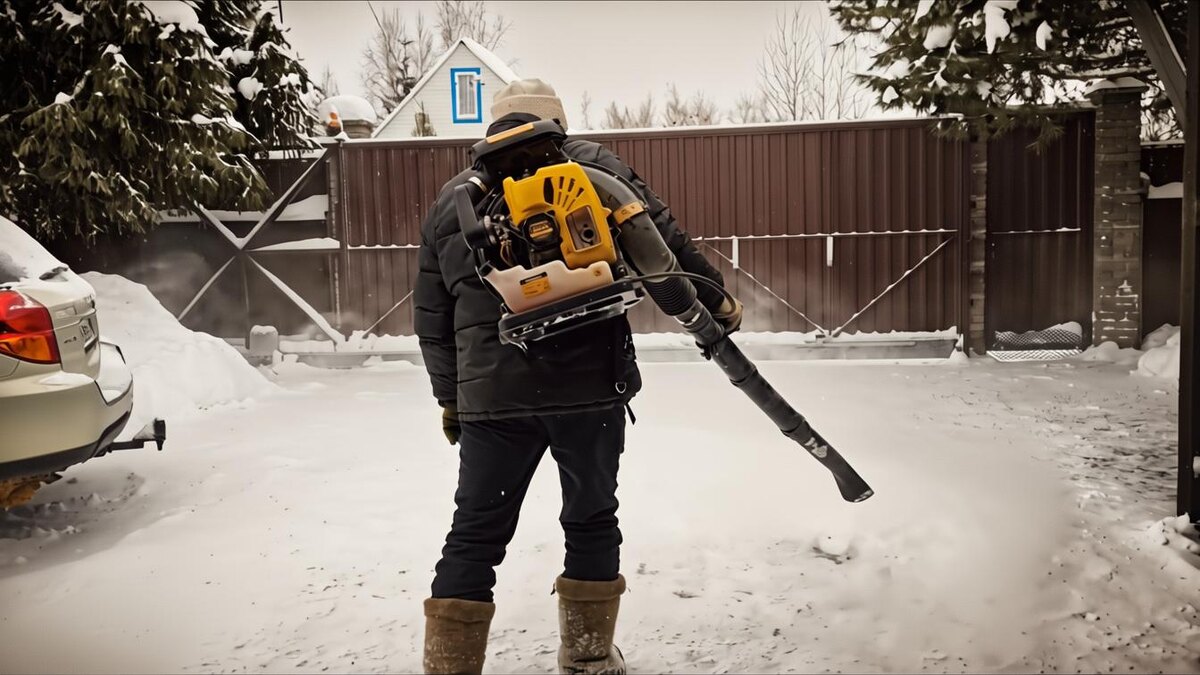 Воздуходувка - работа зимой