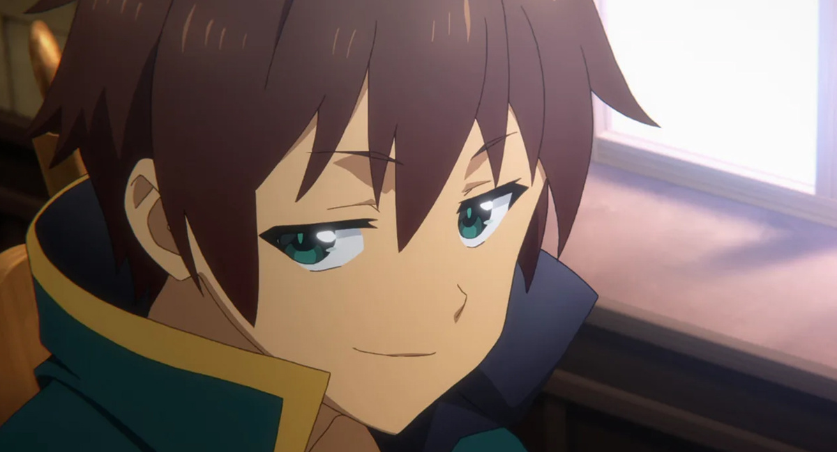 Кадзума Сато — обычный парень, переродившийся в фантастическом мире. «Этот замечательный мир» (KonoSuba) © Studio Deen