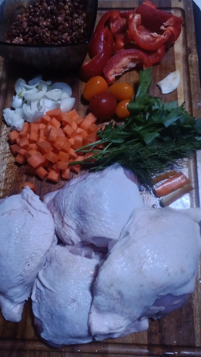 Чечевицу можно заменить любой крупой или на кусочки порезаным картофелем.