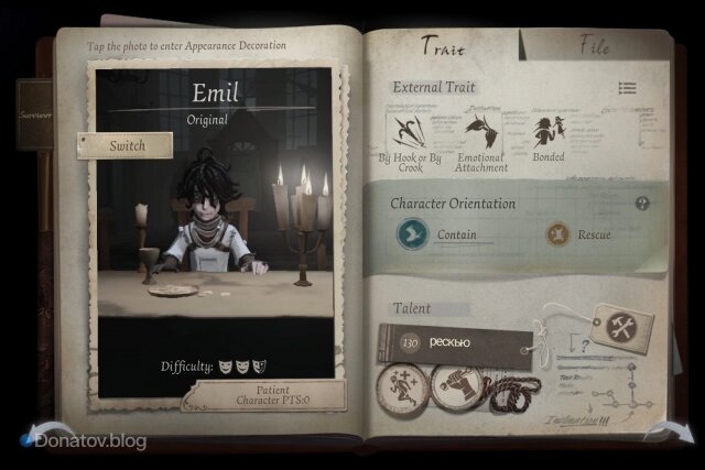    Профиль Пациента в Identity V
