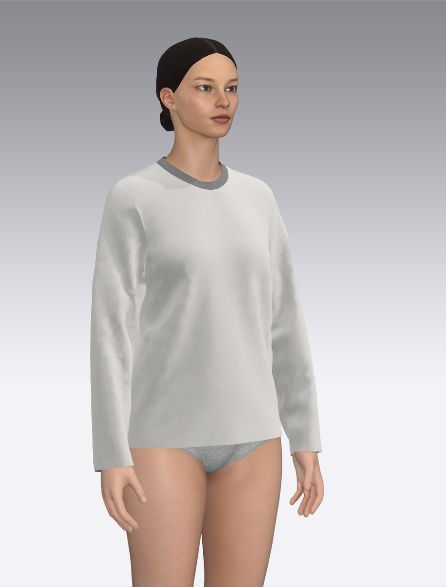 Моя выкройка лонгслива, визуализайция в CLO 3D