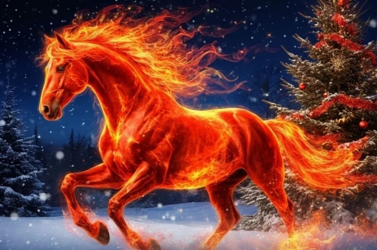    Красная огненная лошадь