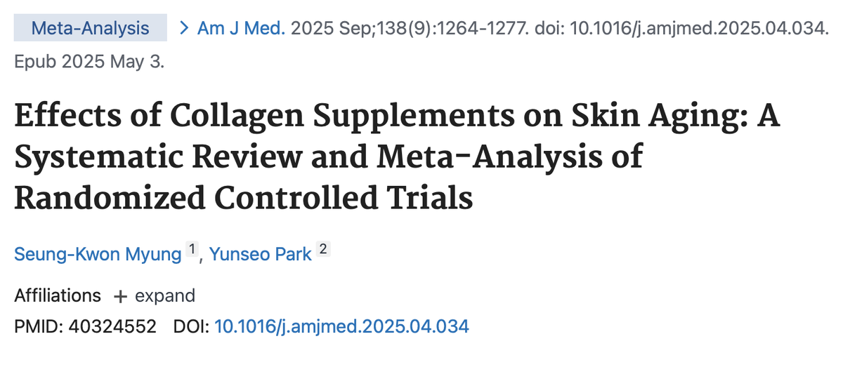 В 2025 году в авторитетном журнале The American Journal of Medicine был опубликован метаанализ исселдований на тему эффективности приема коллагена