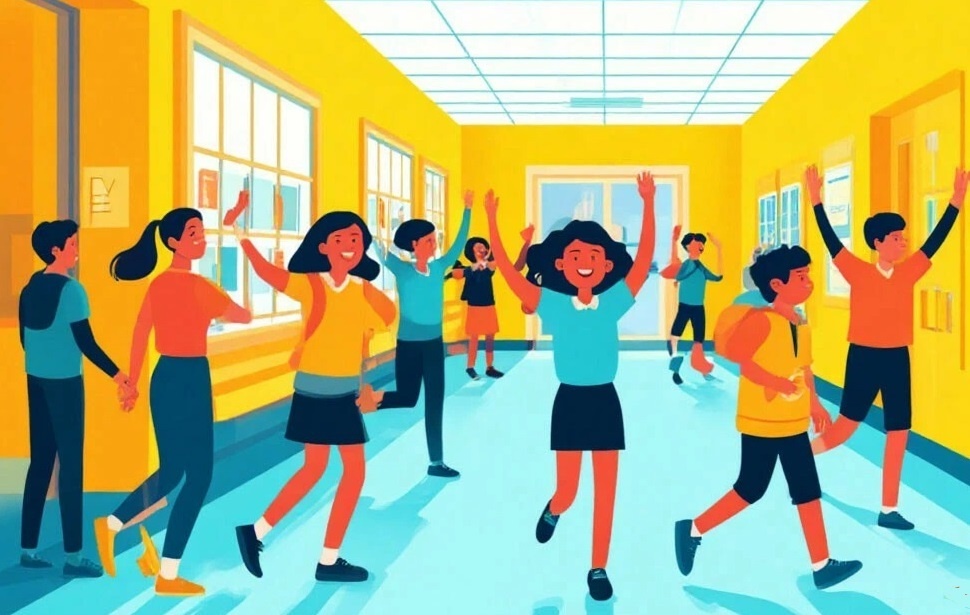 Гармония шума без мата в коридоре школы 