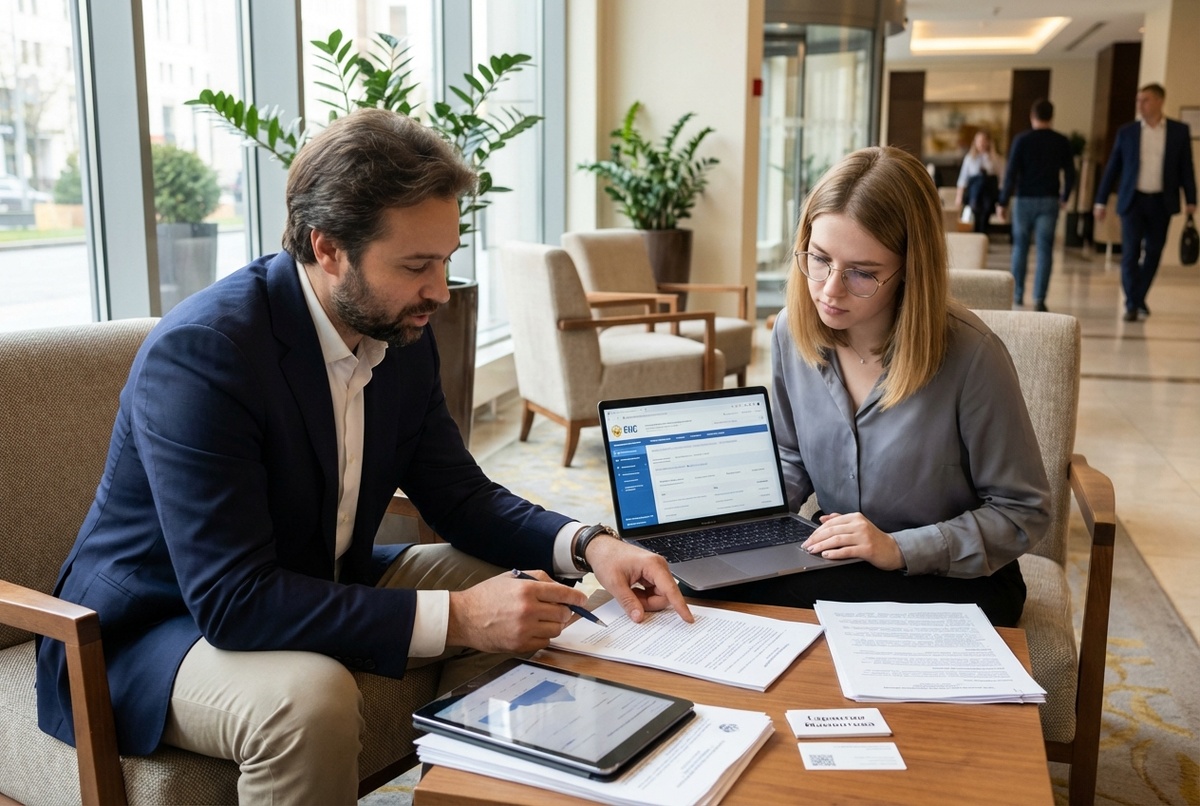 кончился лимит на банковскую гарантию — предприниматель показывает документы и отчётность менеджеру банка