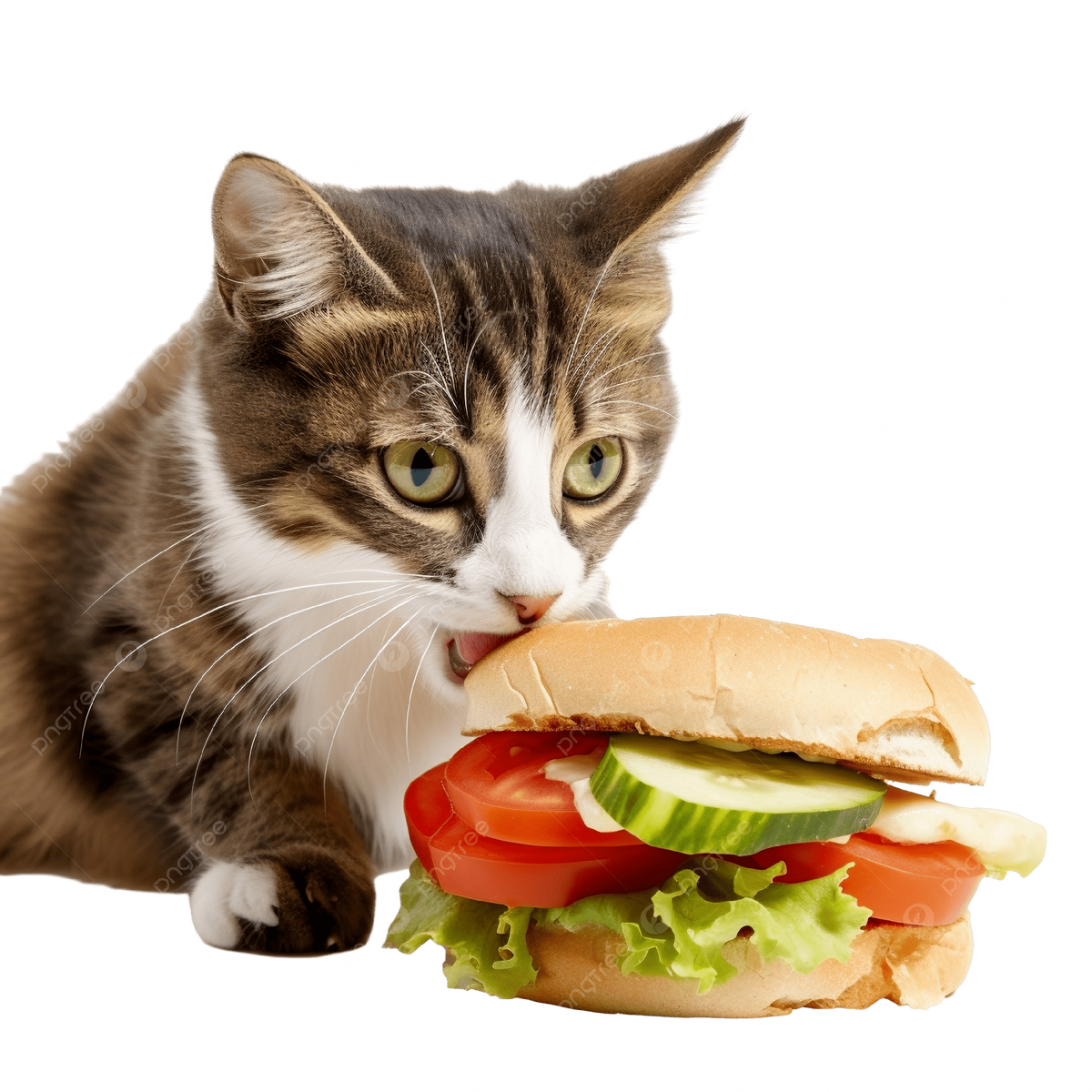 Кот ест бургер (нельзя)