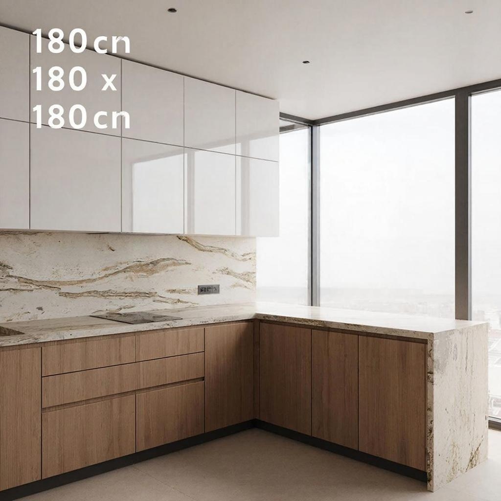 Угловая кухня с точными размерами (180x180)