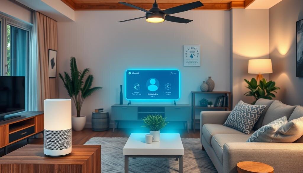    Изображение умного дома с различными устройствами ИИ