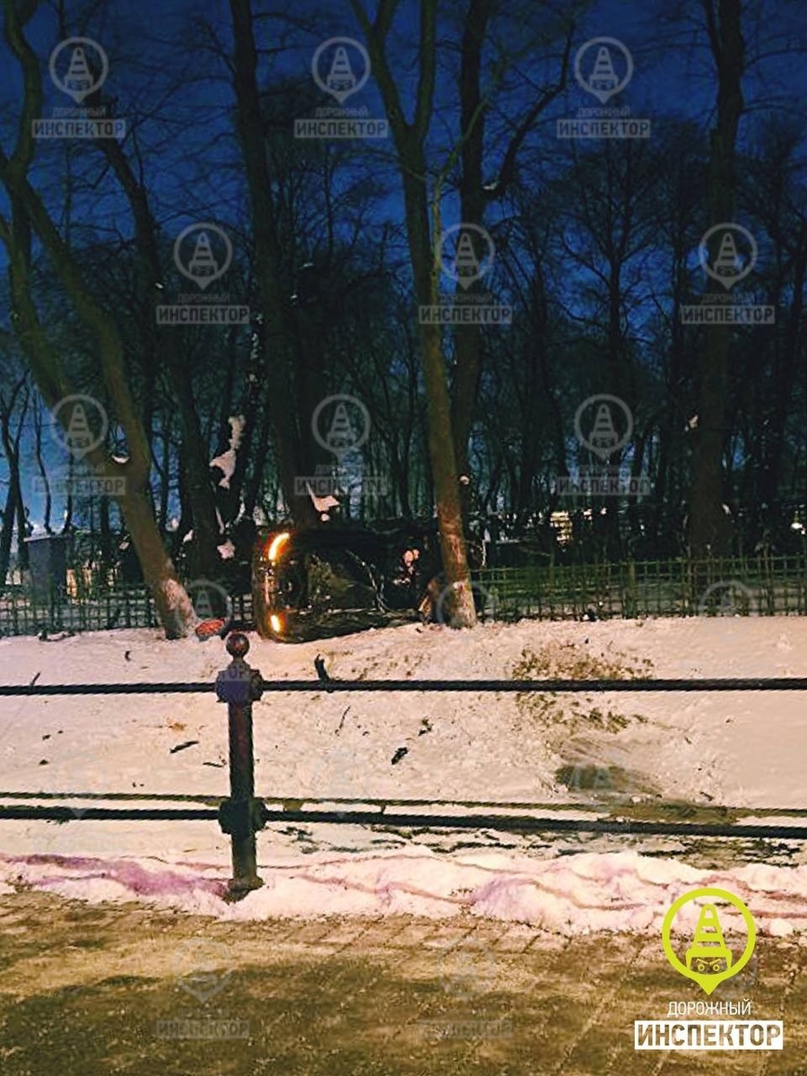    Машина перелетел через Лебяжью канавку. Фото: t.me/newsdorin