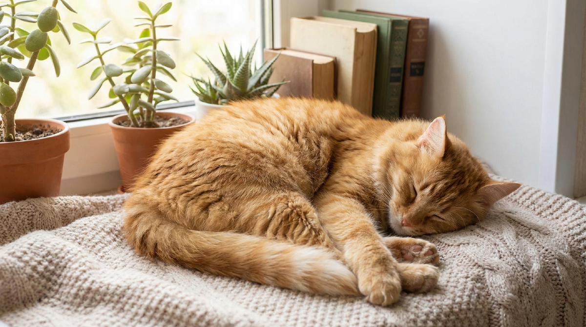 Генерация по промпту кот — нейросеть сама выбрала стиль, реалистичное фото рыжего кота