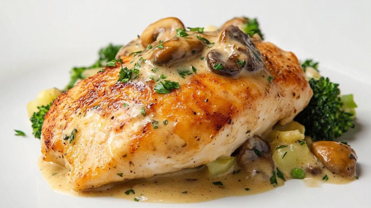 Курица в сливочном соусе с грибами 