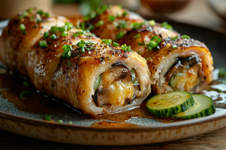Мясные рулетики с грибами 