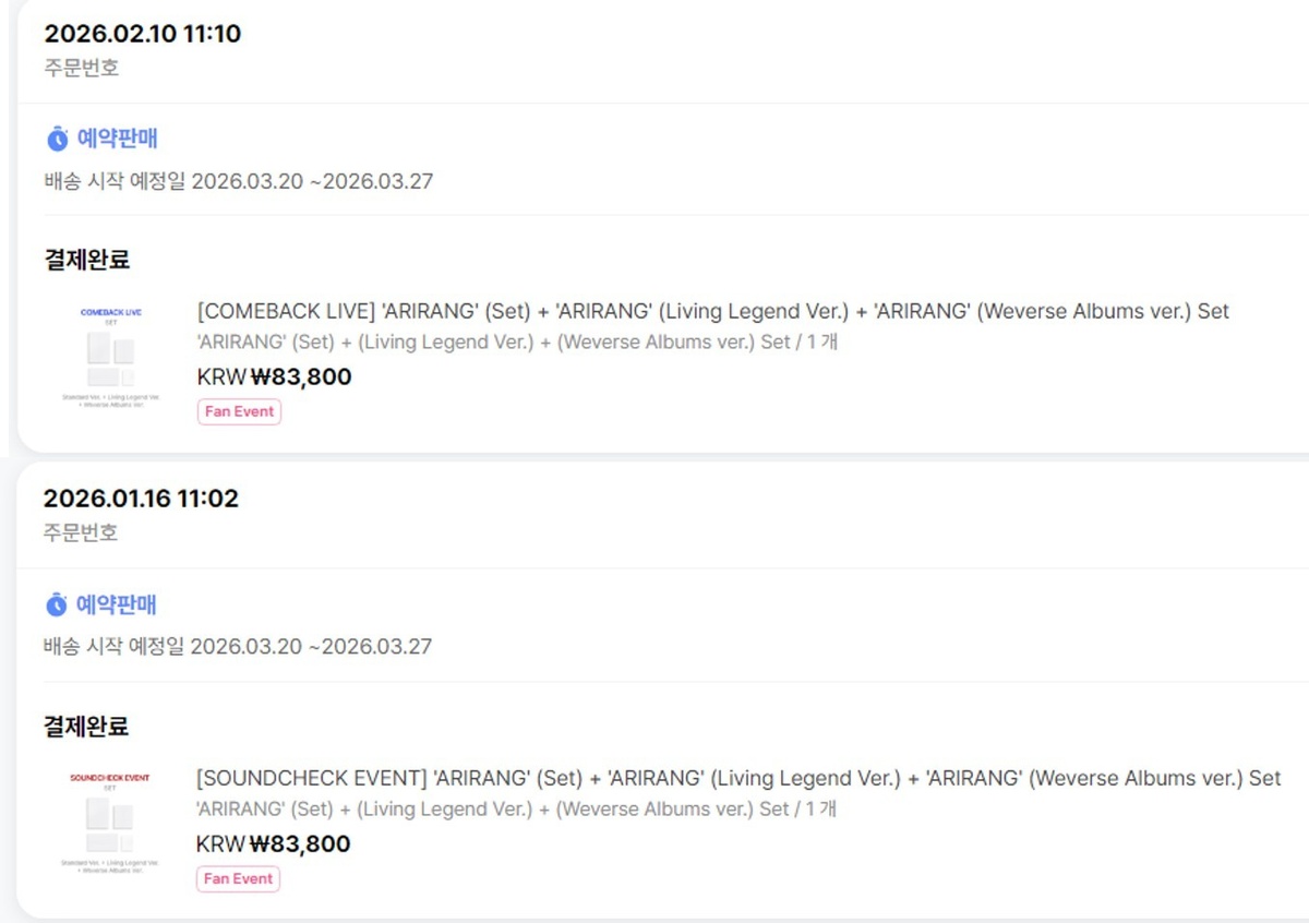 в итоге я купила два одинаковых полных наборов альбомов под лотерею на саундчек и шоукейс