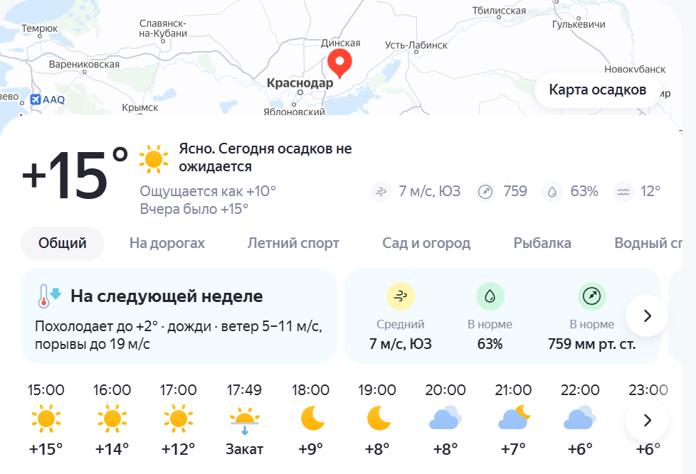 Скриншот с Яндекс.Погода