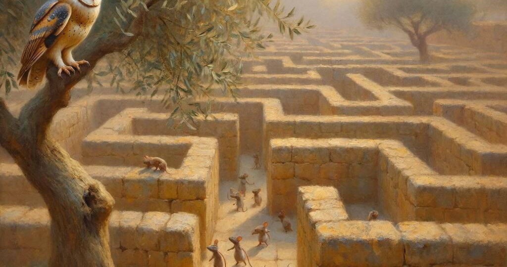 Взгляд Совы на лабиринт Миноса (Эссе о том, как мудрость наблюдает за суетой. Версия 2026)