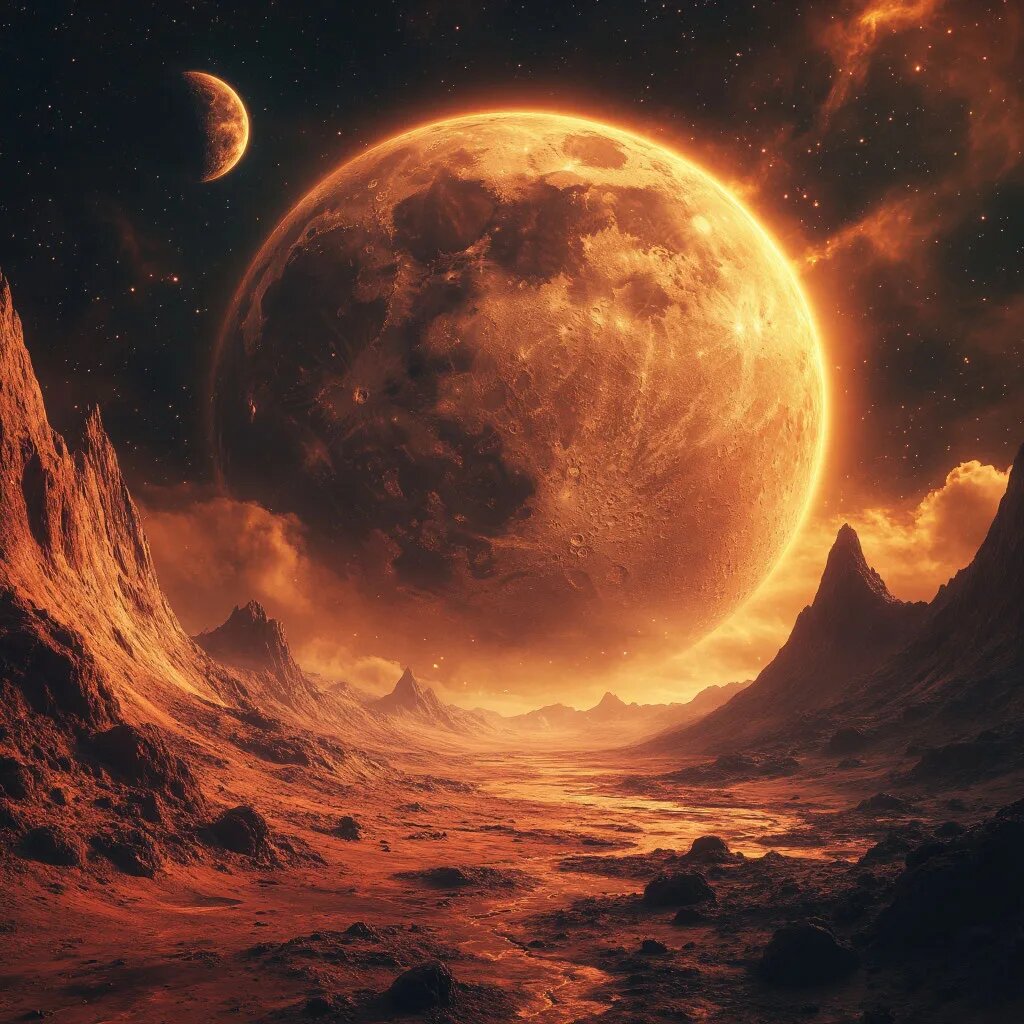 Луна. Иллюстрация сгенерирована нейросетью