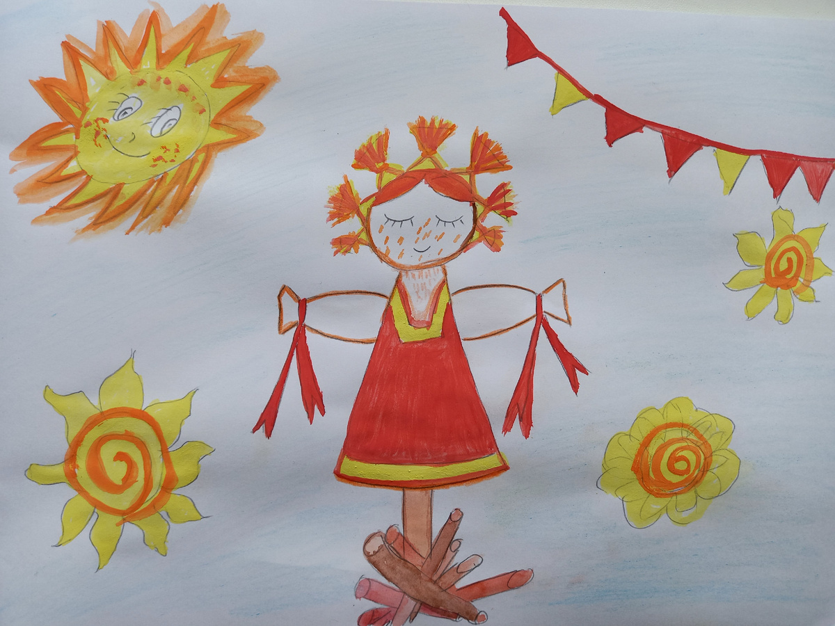 Детский рисунок на тему "Масленица". Фото автора.