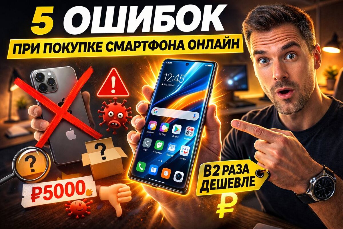 5 ошибок при покупке смартфона онлайн, которые крадут ваши деньги! Не попадайтесь на подделки, завышенные цены и скрытые дефекты. Секреты умных покупок в 2026 году #СмартфонОнлайн #ОшибкиПокупки