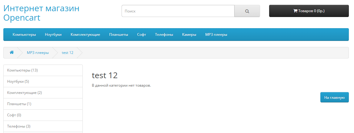 Пример измененной кнопки Продолжить на кнопку возврата на Главную страницу