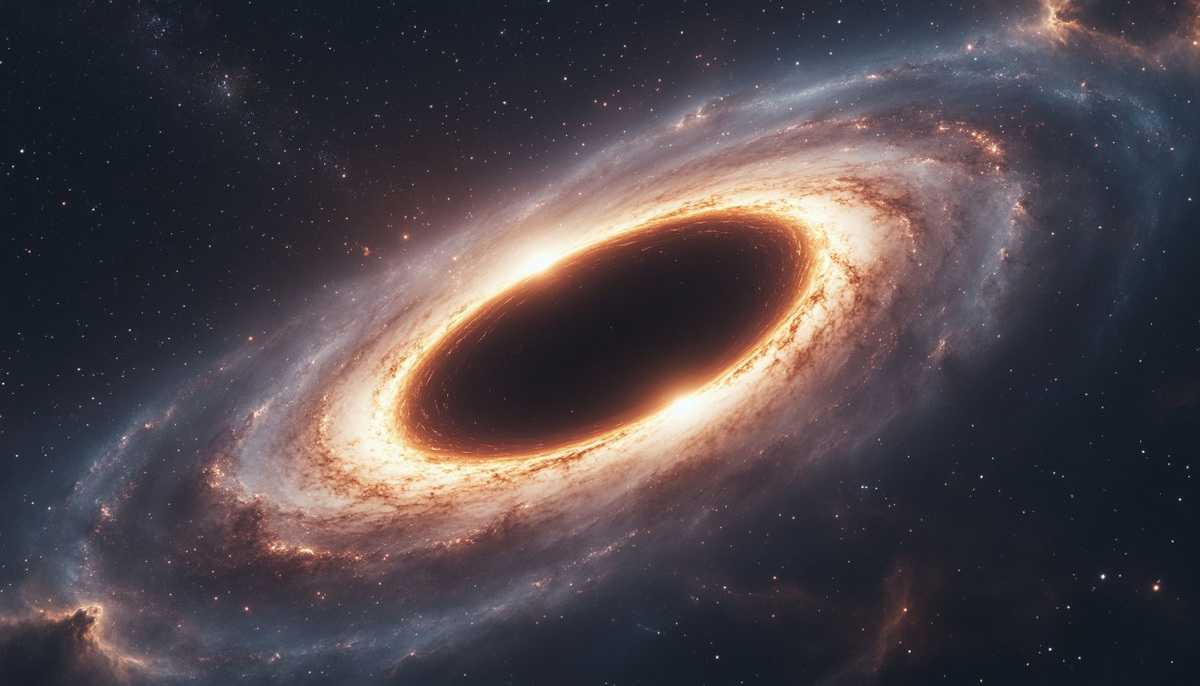 Сверхмассивная черная дыра – гигантский монстр в центре галактики. Версия ИИ.