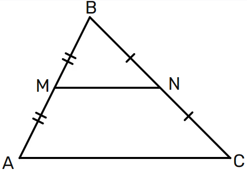 Треугольник ABC, точки M и N — середины сторон AB и BC, отрезок MN — средняя линия