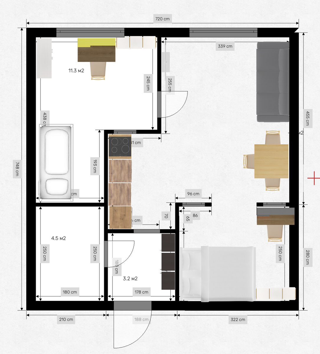 Перепланировка 1 к.к.