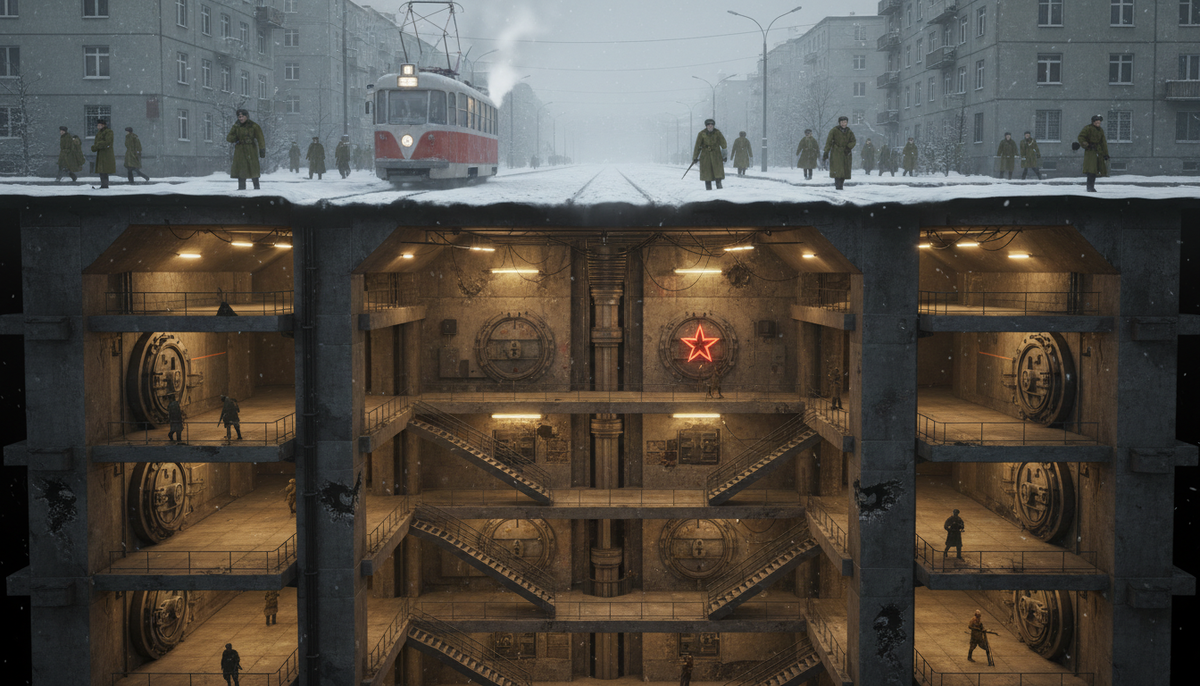 Схема бункера Сталина в разрезе