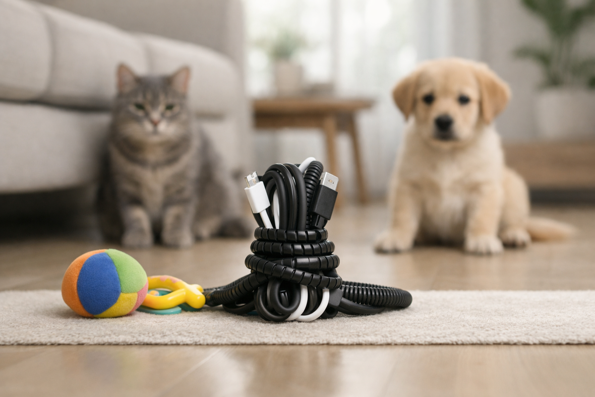 Защищённые кабели рядом с питомцами, аккуратно и без лишних запретов