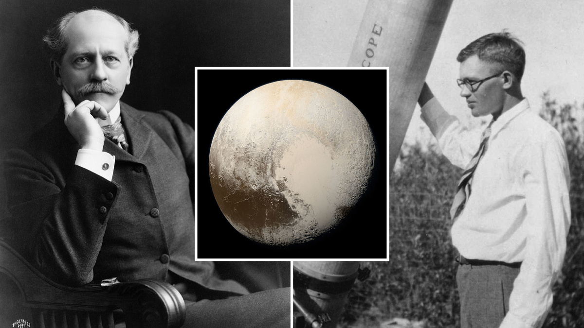     Фото: Wikipedia.org В 1930 году Клайд Томбо (справа) случайно открыл Плутон, существование которого предсказал Персиваль Лоуэлл (слева)