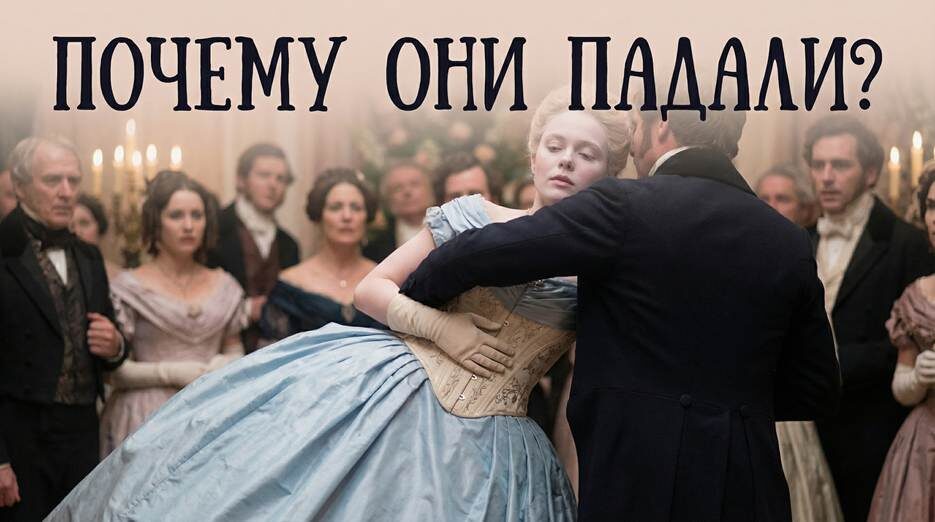 Обморок на балу был обычным делом. Легкие в корсете сжимались на 30%, и женщинам просто нечем было дышать.