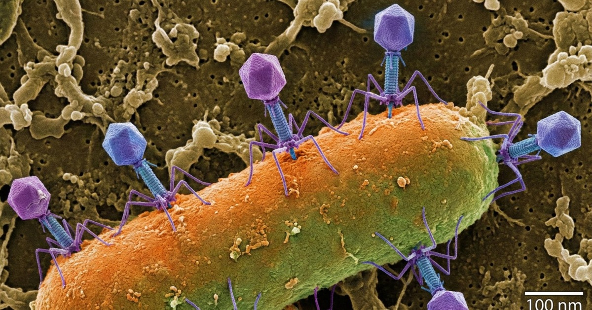    Фаги атакуют бактериальную клетку