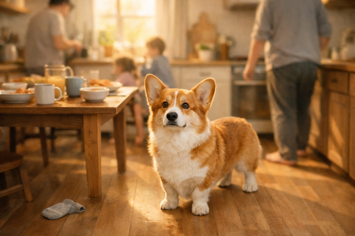Утро в семье и корги рядом: милый помощник с характером и энергией