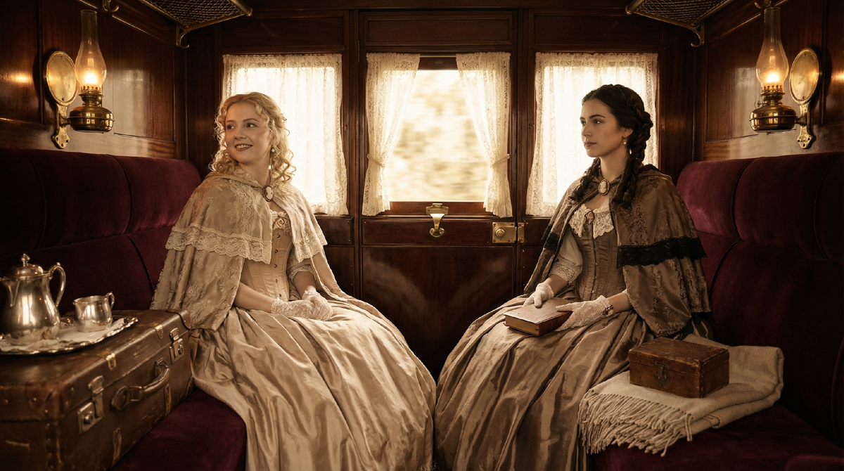 Вагон первого класса европейской железной дороги 1850–1865 годов. Историческая фото реконструкция