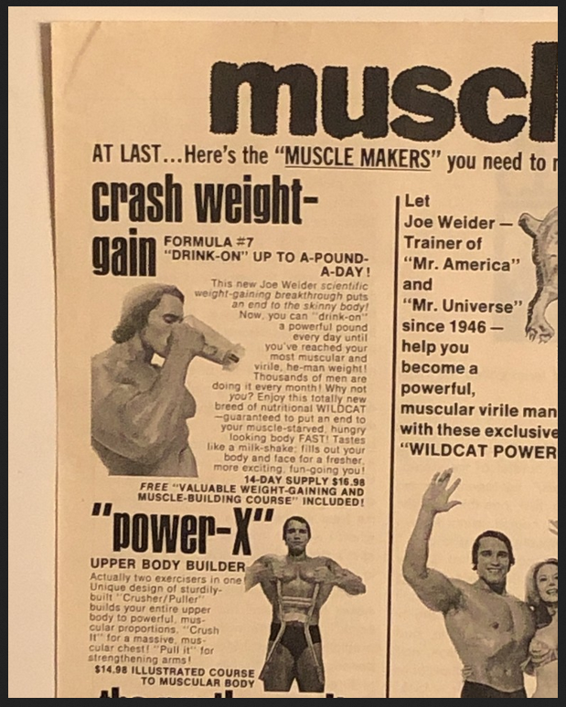 Почитал на днях архивы американской библиотеки. Делюсь с вами. Вот эта самая реклама протеина про "фунт в день".