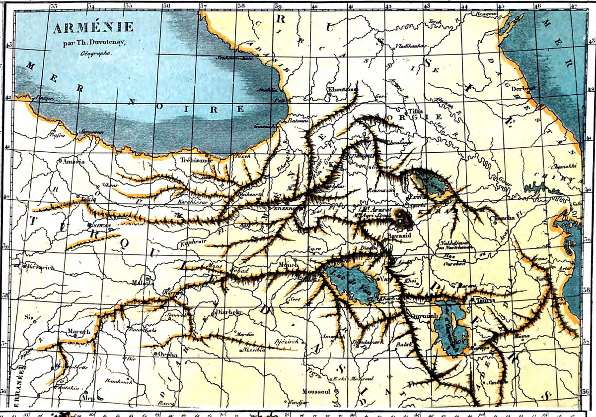 Карта Армении. Источник: атлас Затика Ханзадяна «Историческая картография Армении»