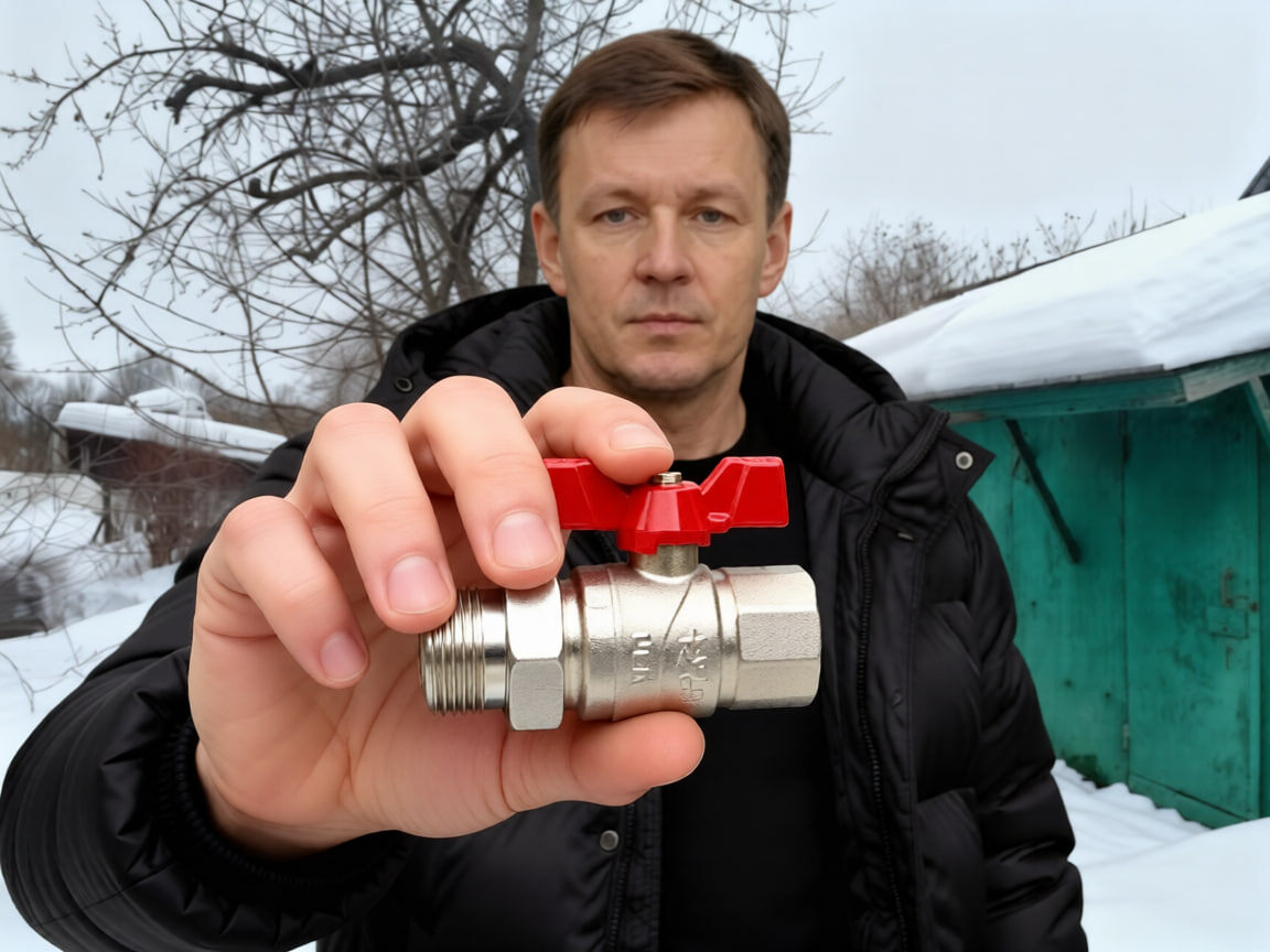 Я и кран с рукояткой-бабочкой. Новенький, с американкой