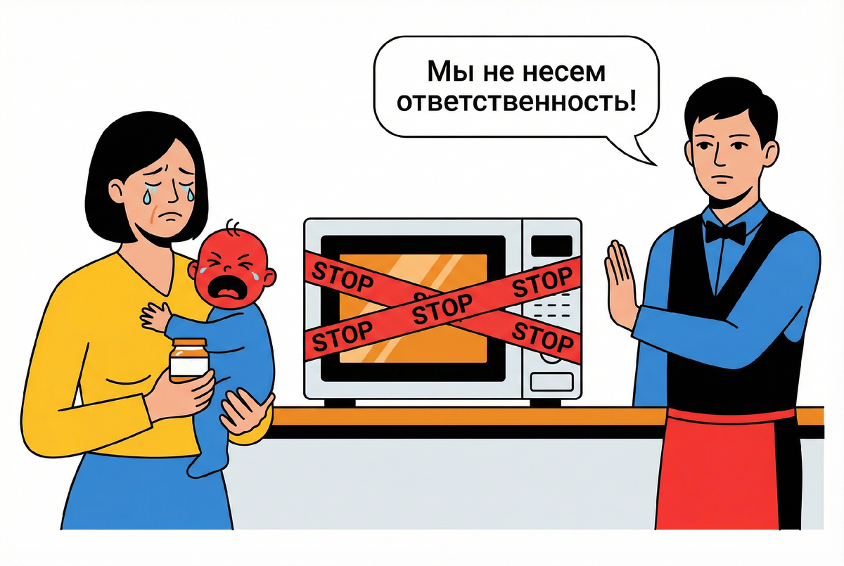🍼 «Мы не можем это разогреть. У нас нет такой услуги», — сказал официант, глядя на баночку питания. Ребёнок орал 20 минут
