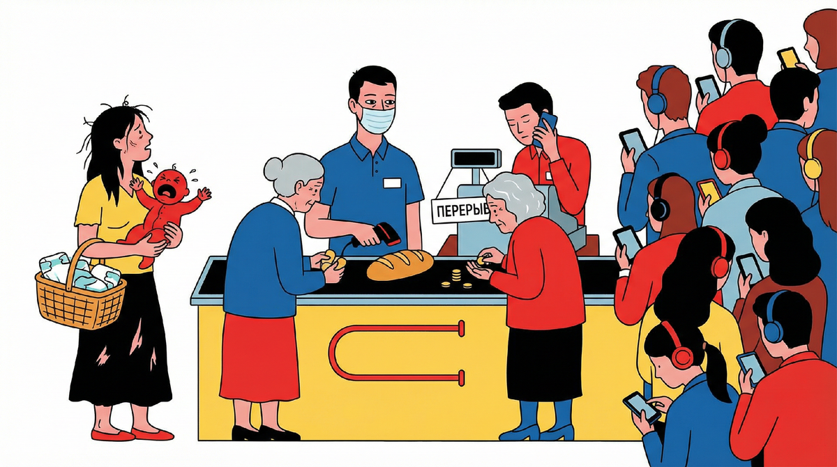 🛒 «Девушка, тут все стоят. Встаньте в очередь!» — отрезала кассир, глядя на моего орущего сына