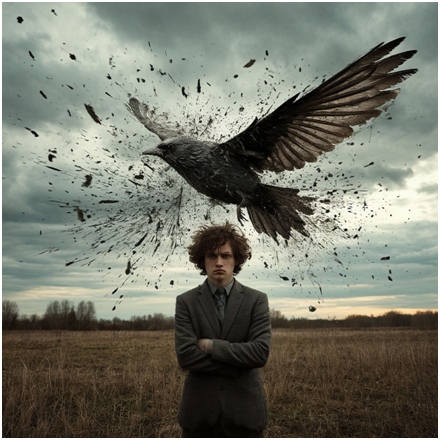 Сгенерировано ИИ- полет магического негатива и поиск жертвы.