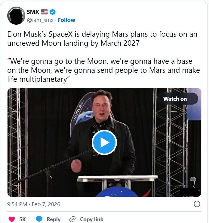 Скриншот поста Маска в запрещенной в РФ сети