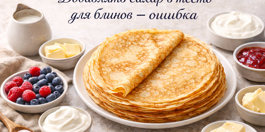 Добавлять сахар в тесто для блинов - ошибка
