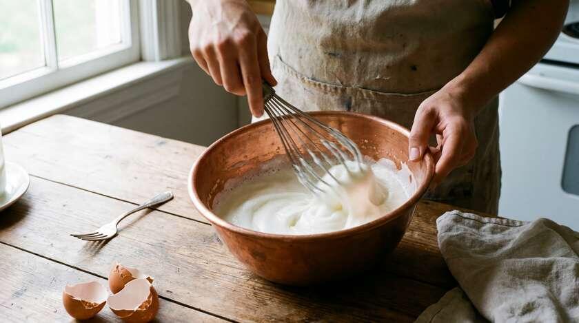 Рис1. Класический способ взбивания белков вручную