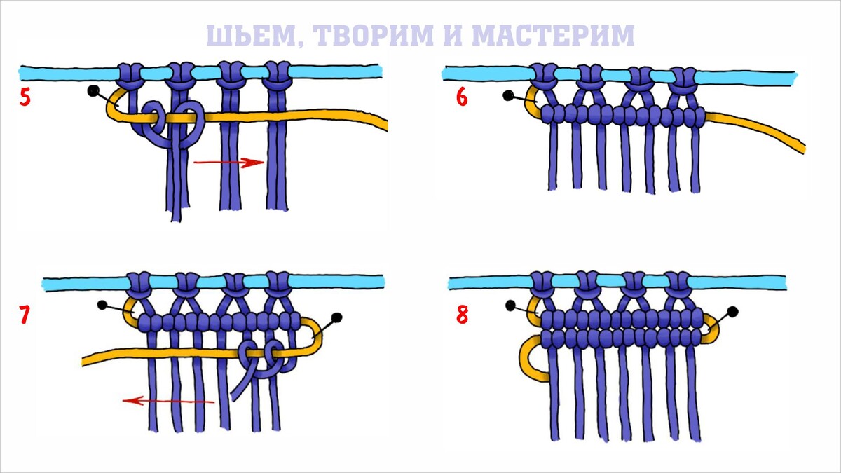 Плетем ряд и поворачиваем по варианту А