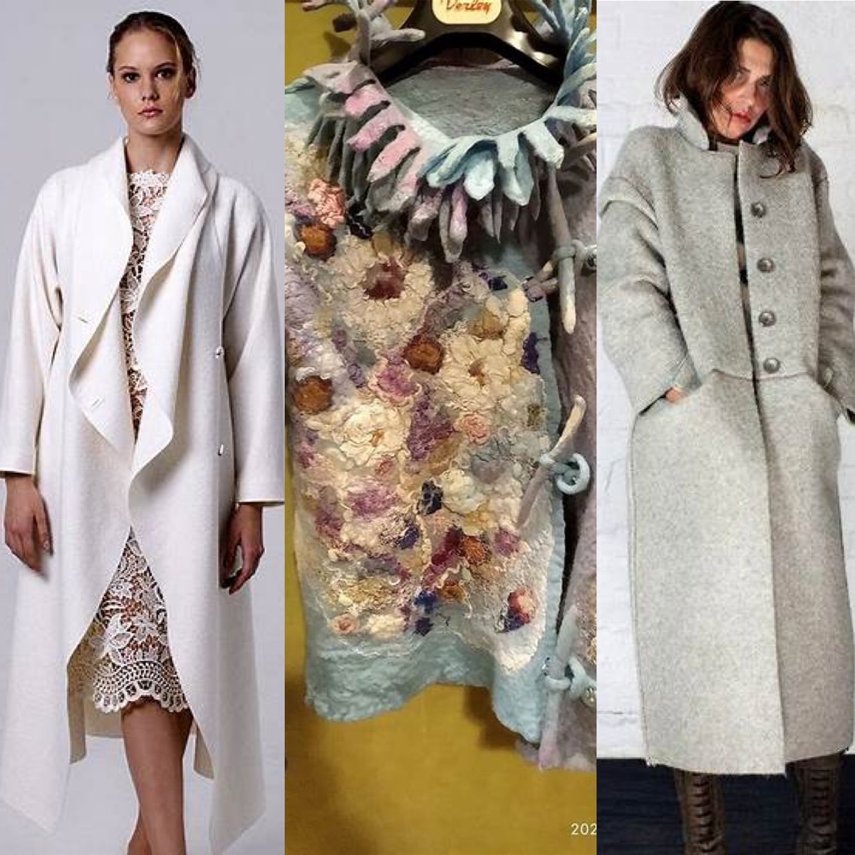 Пальто из валяной шерсти может выглядеть по-разному. 