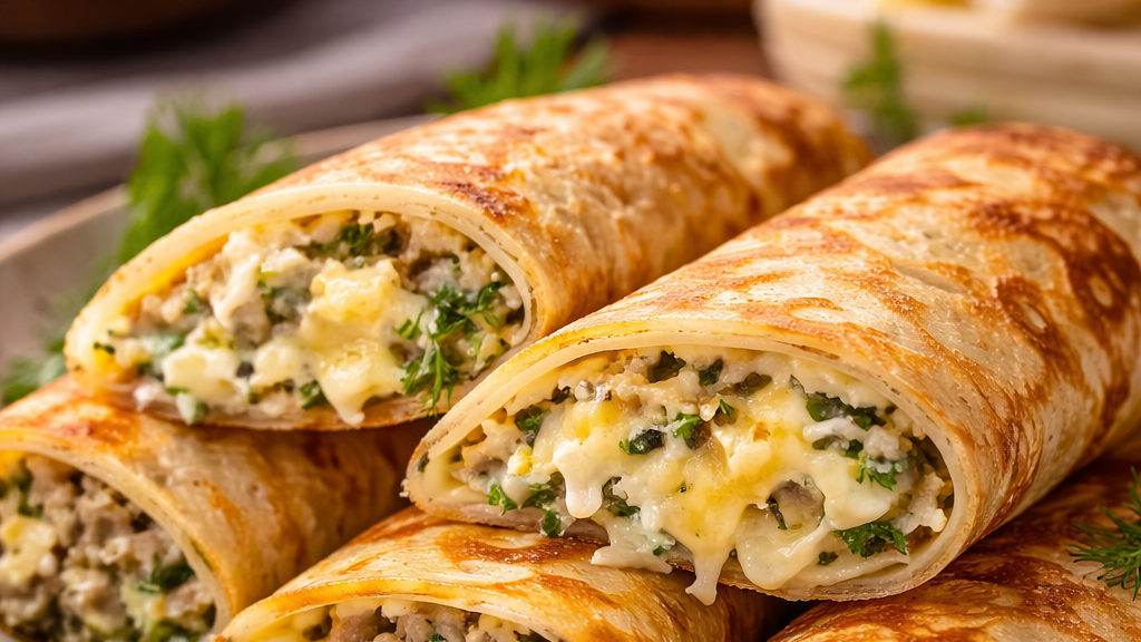     Блины с сырной начинкой. Фото: ChatGPT.